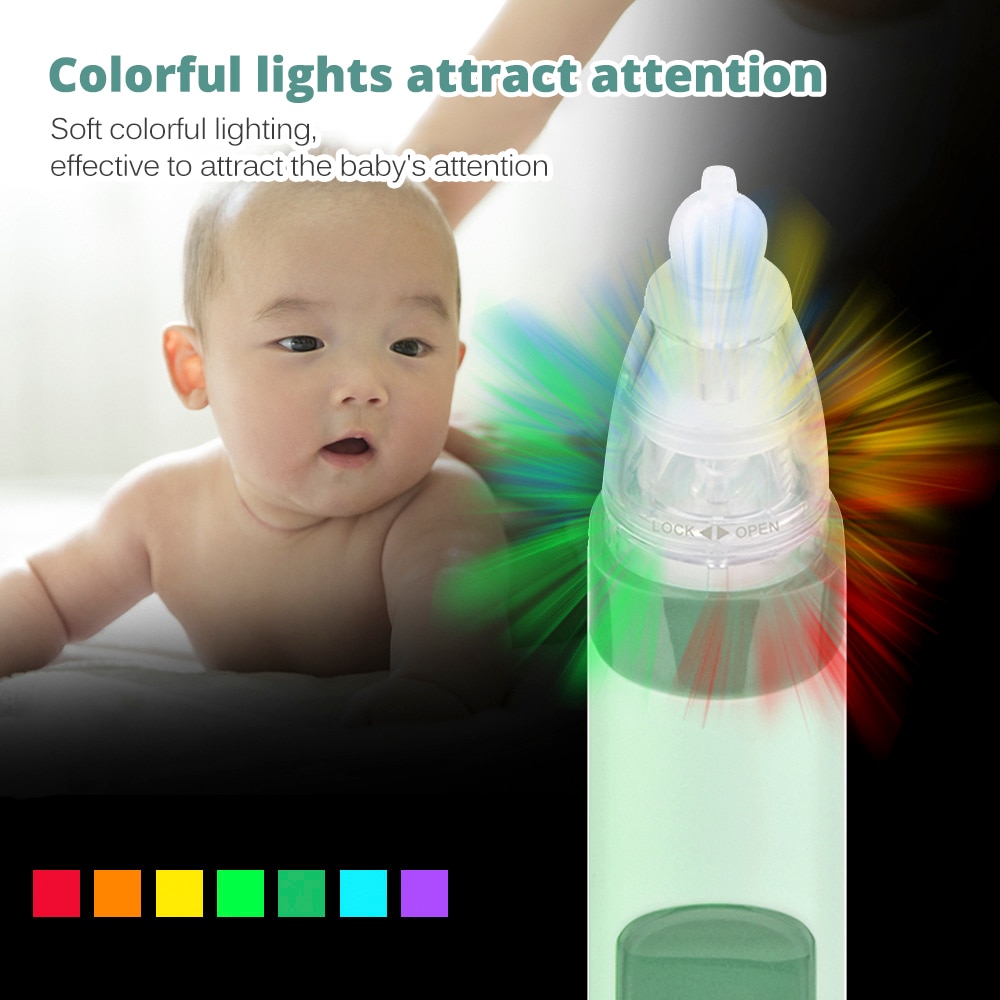 Nasal Aspirator for Baby, Electric Nose Booger Sucker Automatic Nose  Cleaner USB Rechargeable W/ 3 Silicone Tips, 5 Suctions Power, Music &  Colorful