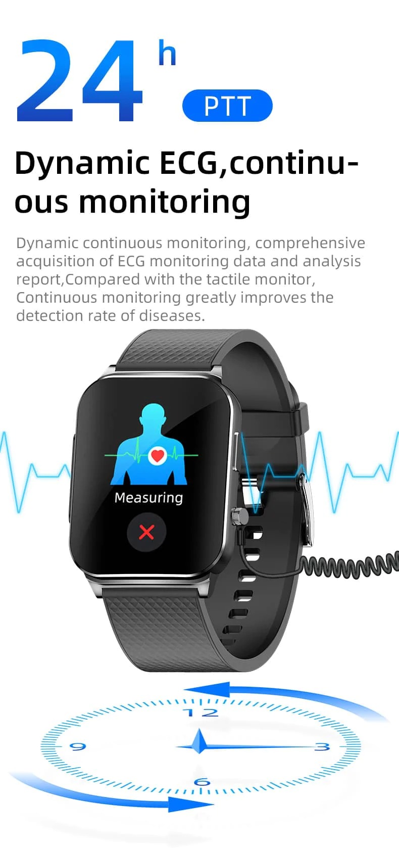 Body Temperature Smart Watch With ECG Monitoring (QT16) – D-lab