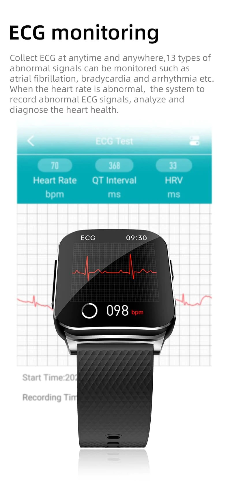 Body Temperature Smart Watch With ECG Monitoring (QT16) – D-lab